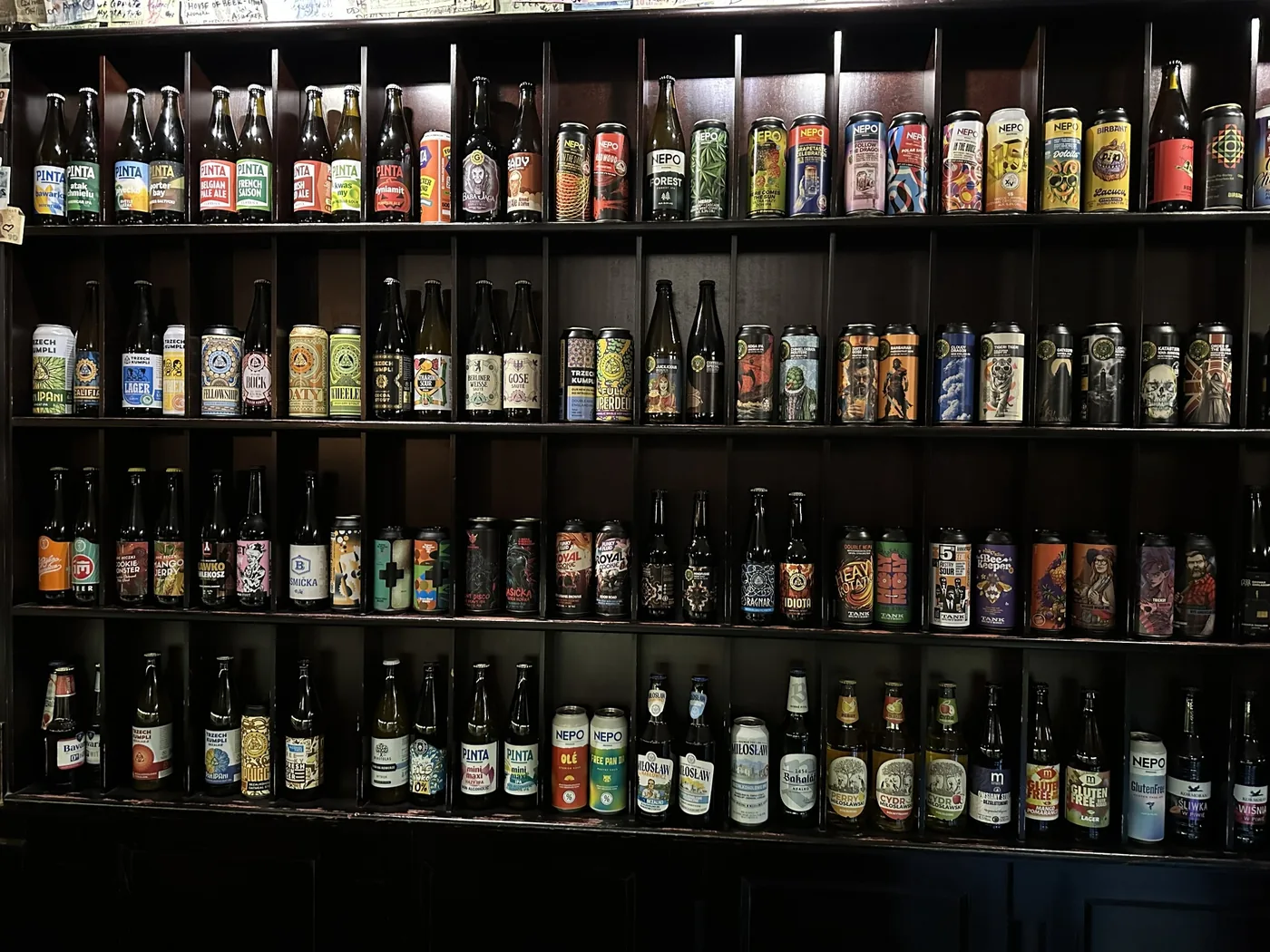 Selection of Polish craft beers in Krakow